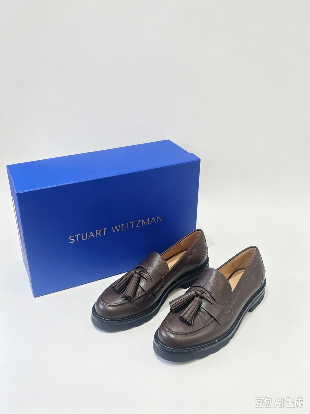 Stuart Weitzman  Brown Leather Tassel Loafers